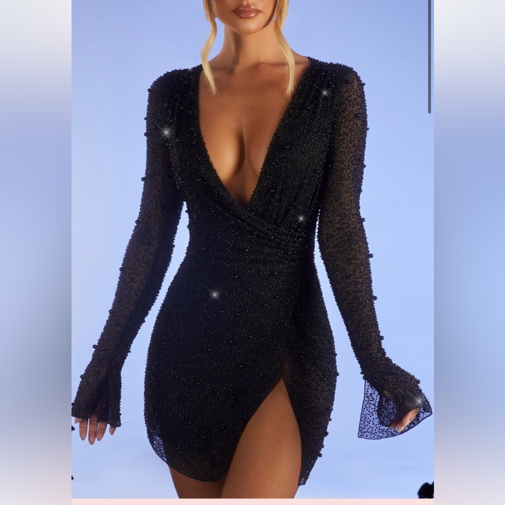 Oh Polly Chelsea
Embellished Wrap Over A-Line Mini Dress